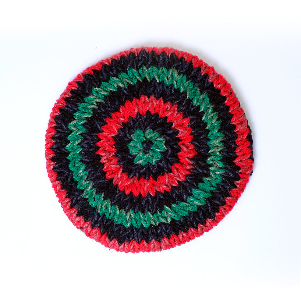 Goya Gumbani x Nicholas Daley Hand Knitted Beret - Red / Green / Black